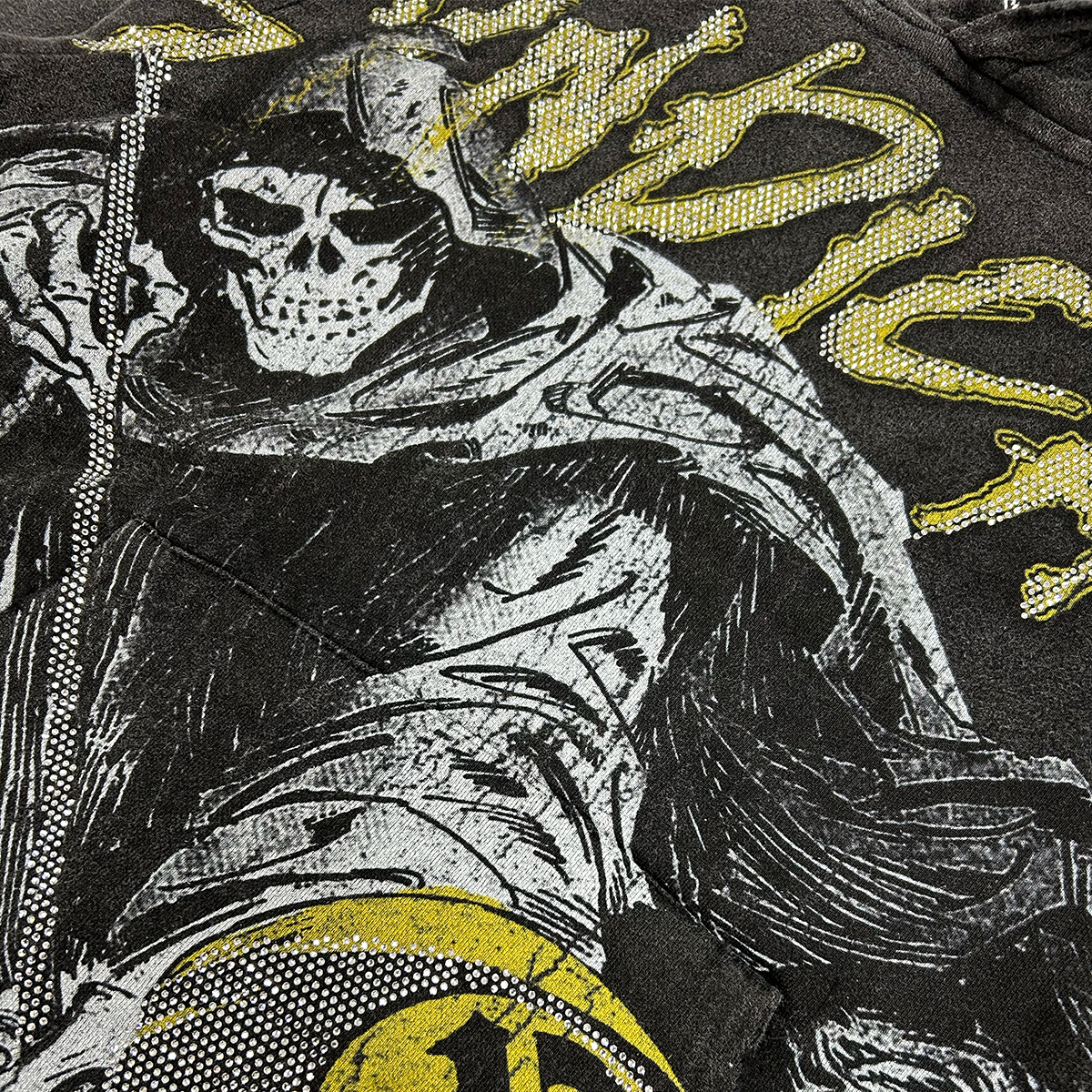 the-syndicate-reaper-rhinestoned-hoodie-taxi-yellow-black-6-rings-clothing