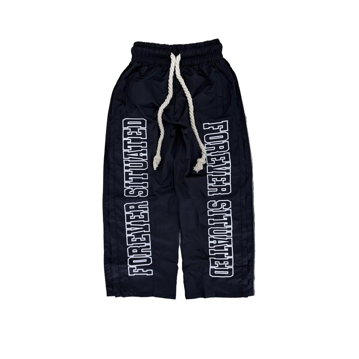 Forever Situated | Nylon Track Pants - Black