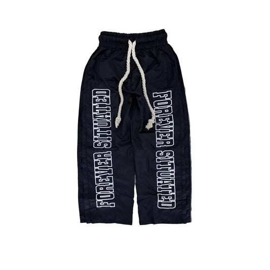 Forever Situated | Nylon Track Pants - Black