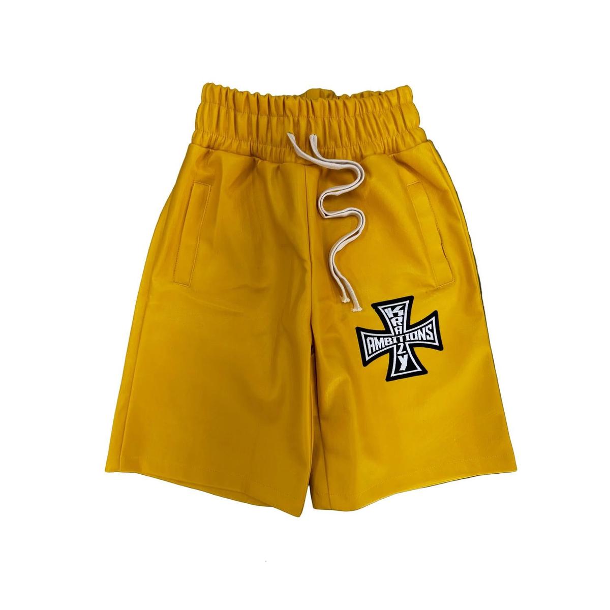 Krazy Ambitions | Leather Jorts - Yellow