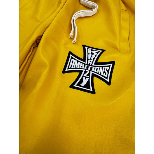 Krazy Ambitions | Leather Jorts - Yellow