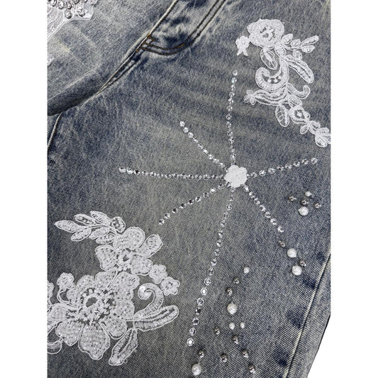 Trnchs | Stitched Denim Shorts - Light Blue Wash
