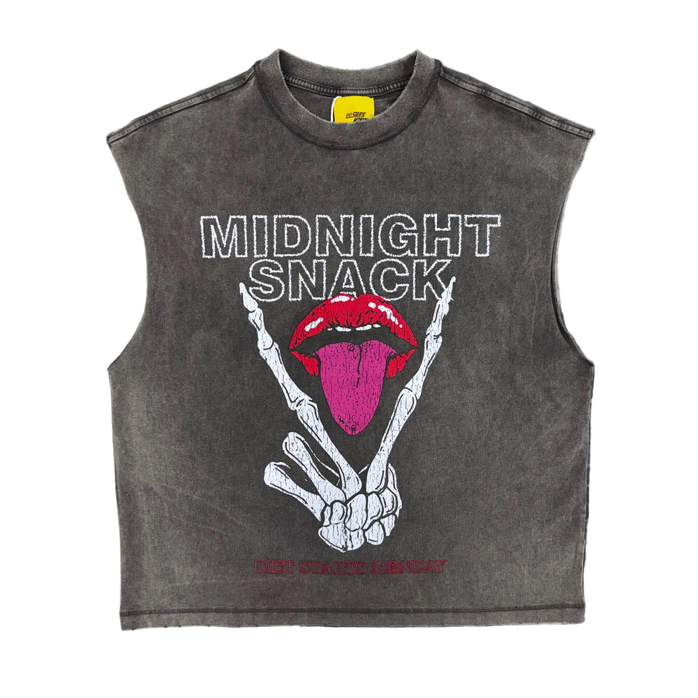 Diet Starts Monday | Midnight Snack Cut Off Tee - Vintage Black