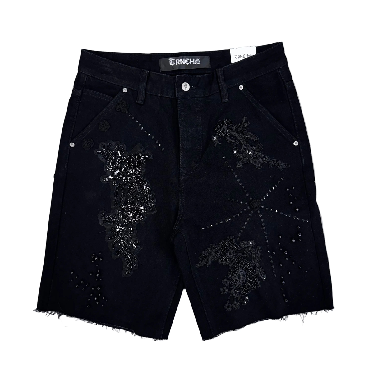 Trnchs | Stitched Denim Shorts - Black