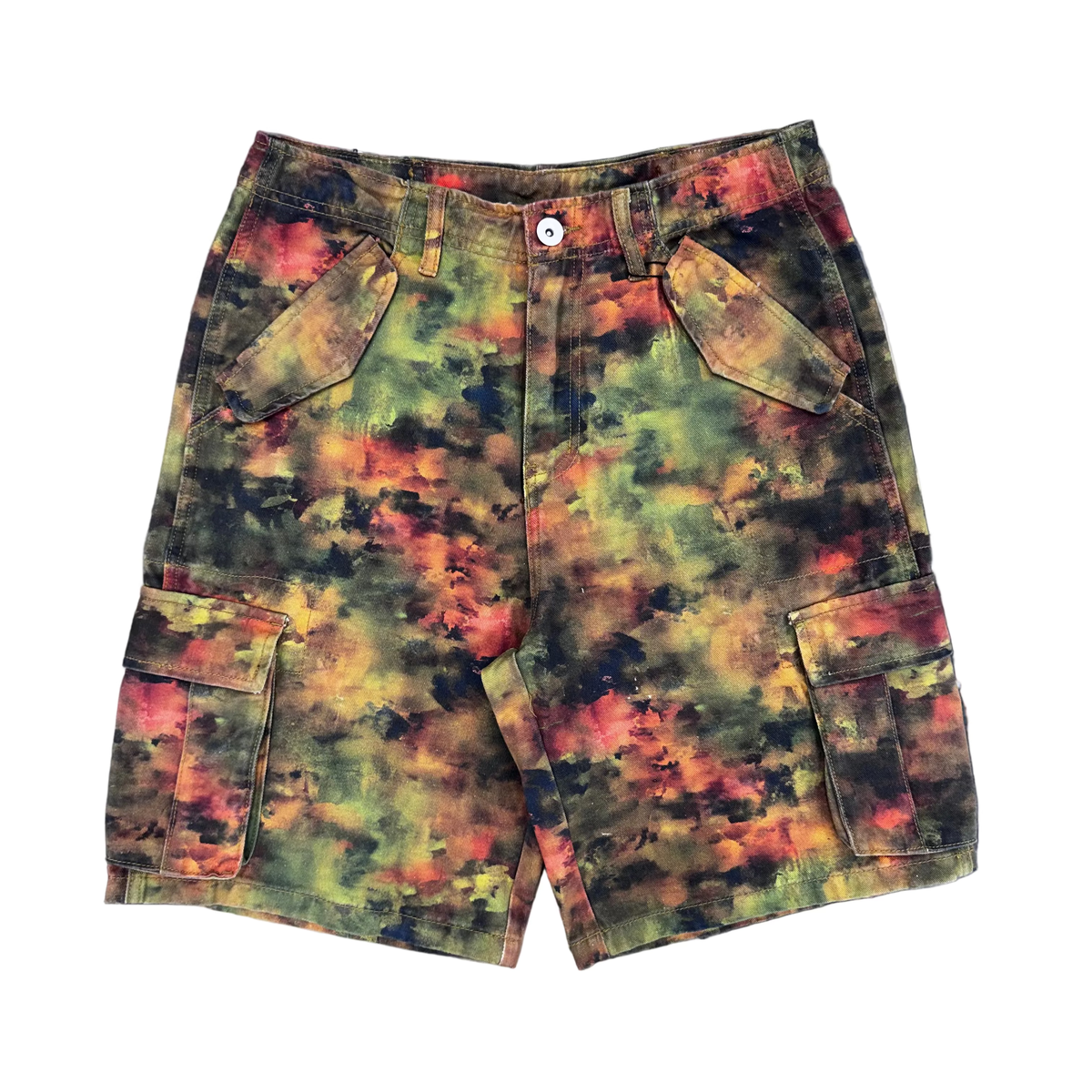 Memory Lane | Graffiti Camo Cargo Shorts - Olive