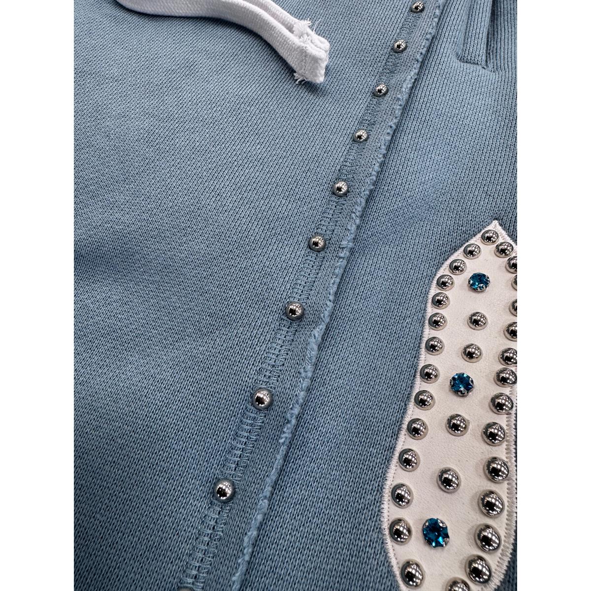 Memory Lane | Studded Fleece Shorts - Slate Blue