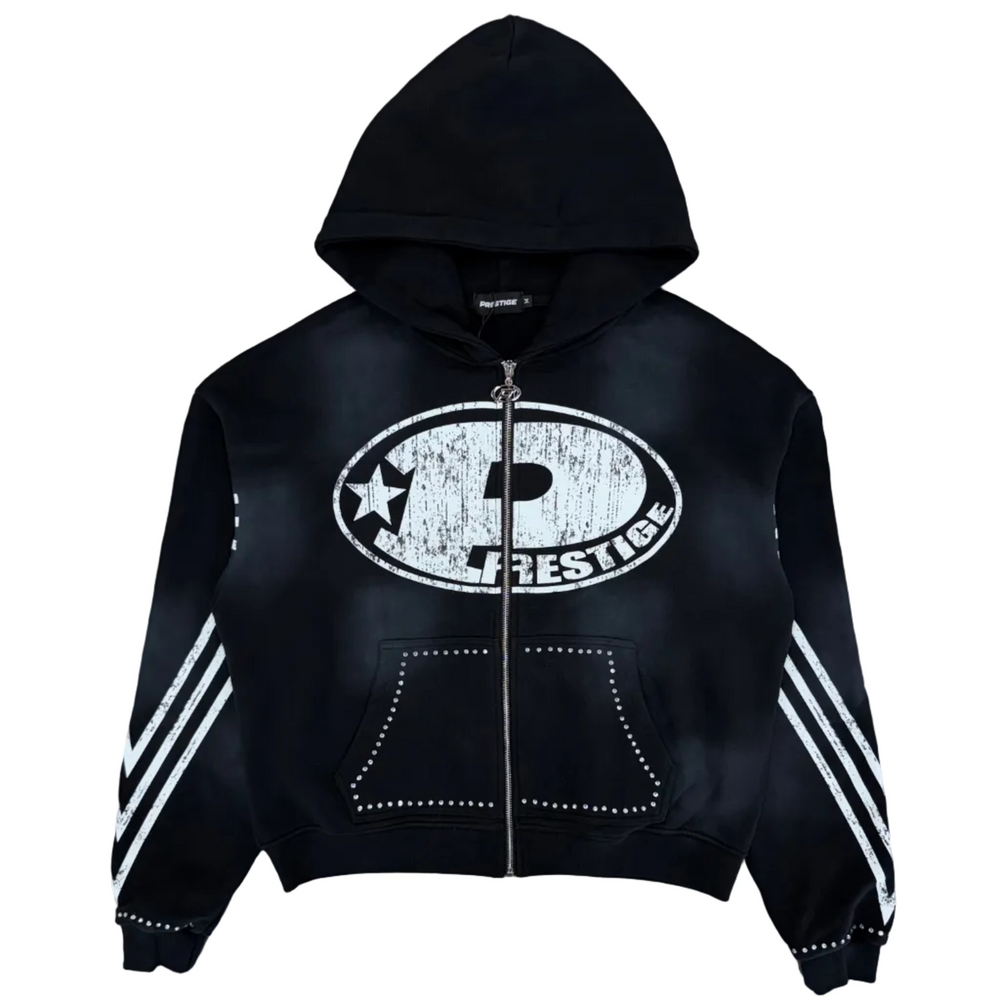 Prestige Collection | Loner Rhinestone Hoodie - Black