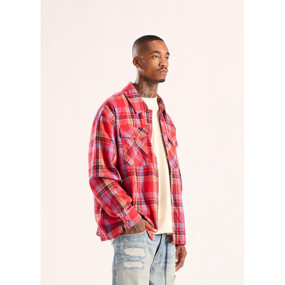 Diet Starts Monday | Star Plaid Button Up - Red
