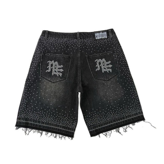 Mixed Emotion | ME Rhinestone Jorts - Black