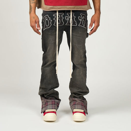 Duaa | Pattern Plaid Stacked Denim