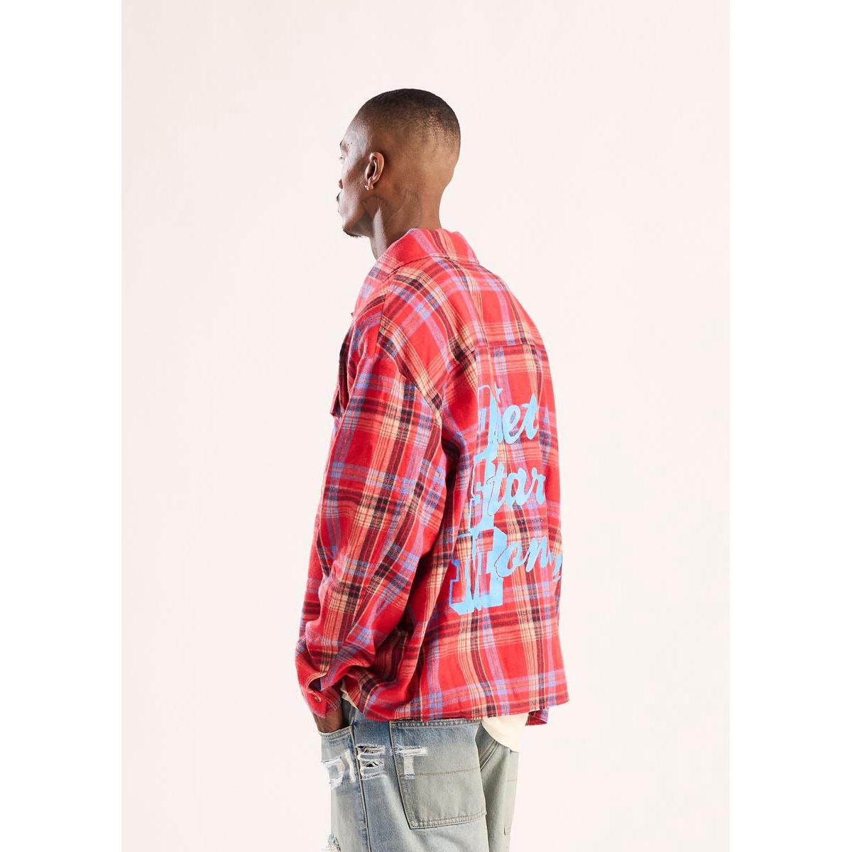 Diet Starts Monday | Star Plaid Button Up - Red