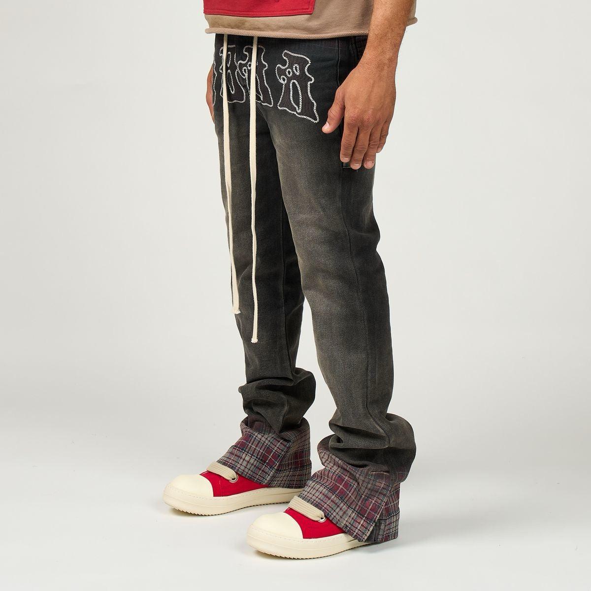 Duaa | Pattern Plaid Stacked Denim