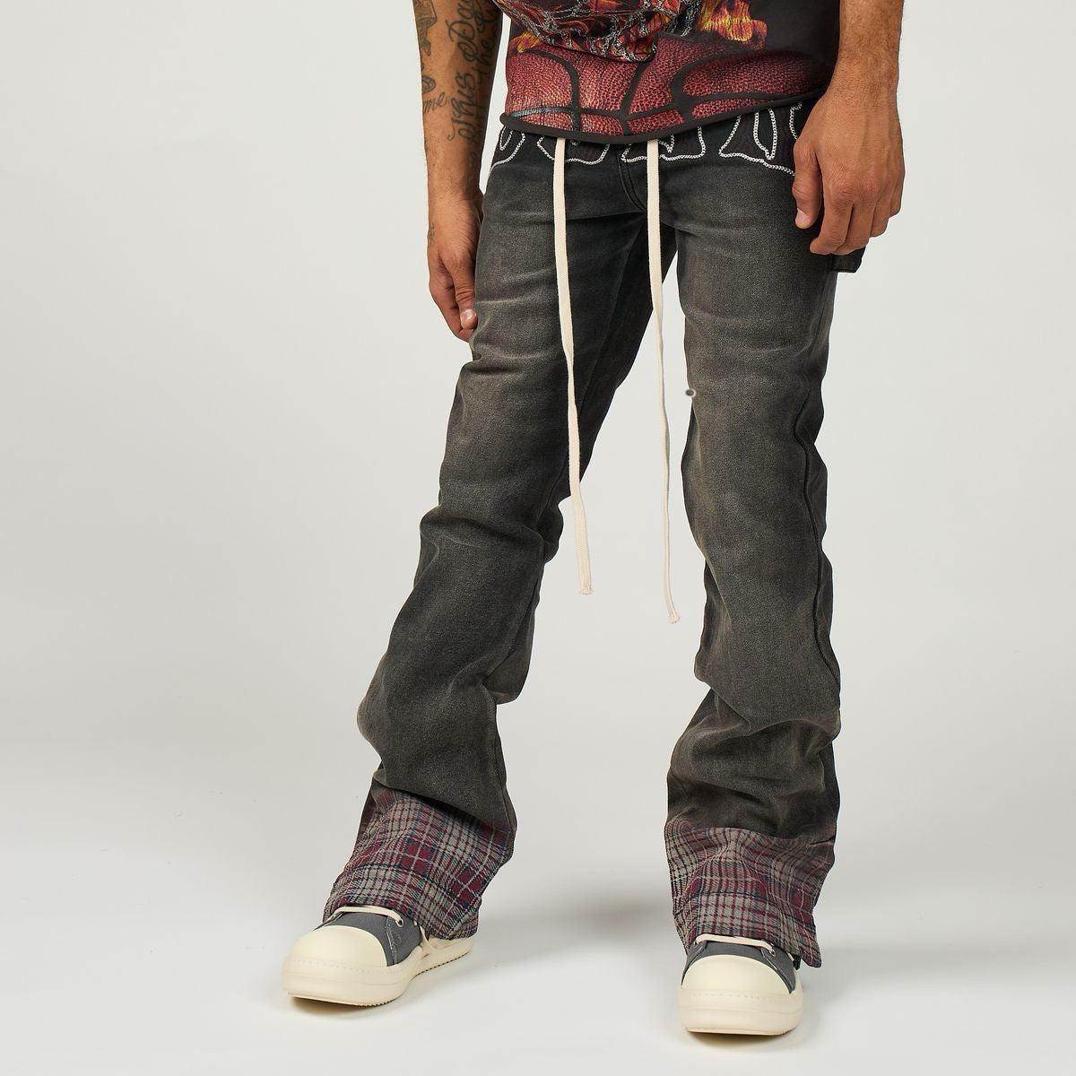 Duaa | Pattern Plaid Stacked Denim