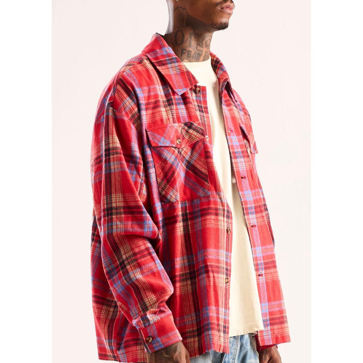 Diet Starts Monday | Star Plaid Button Up - Red