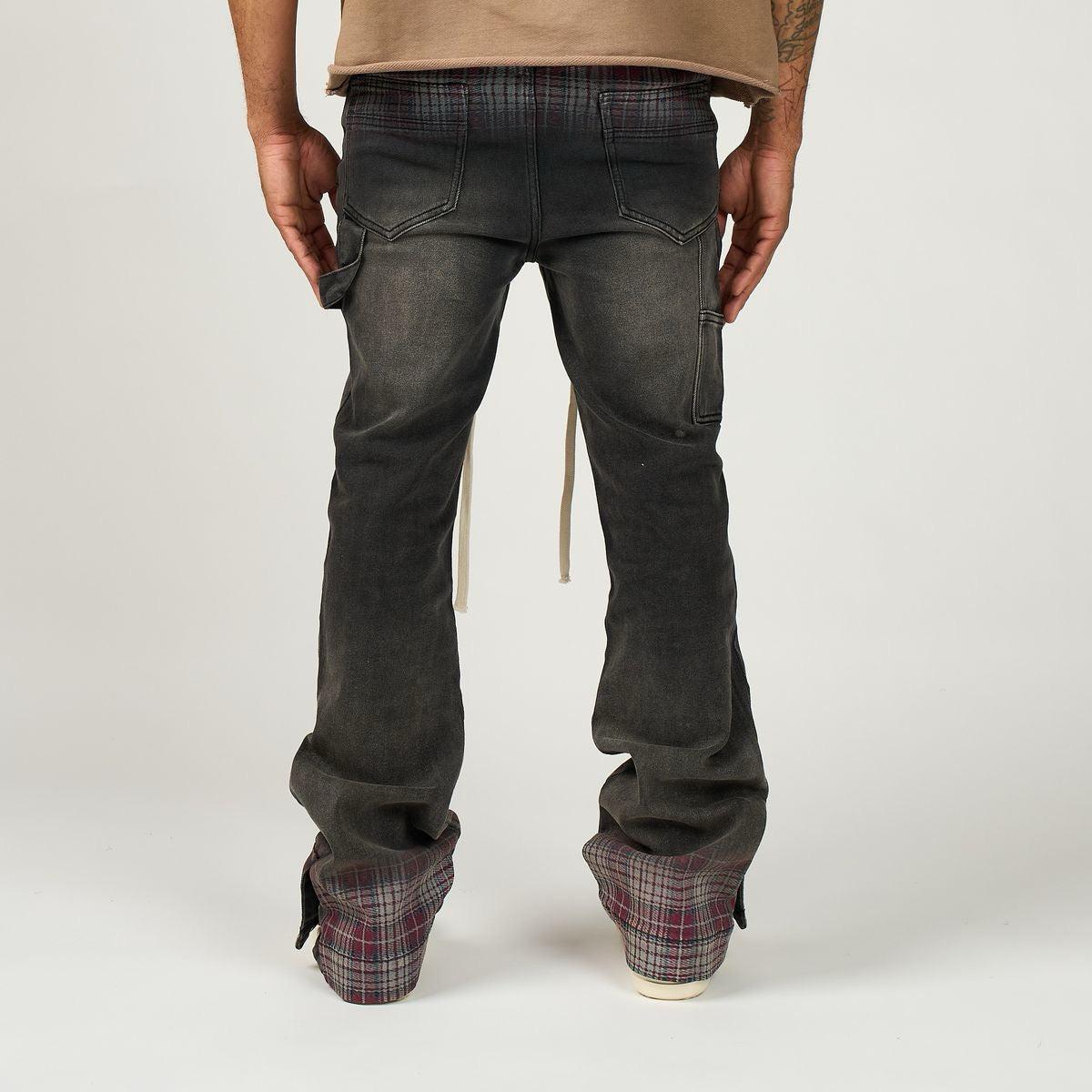 Duaa | Pattern Plaid Stacked Denim