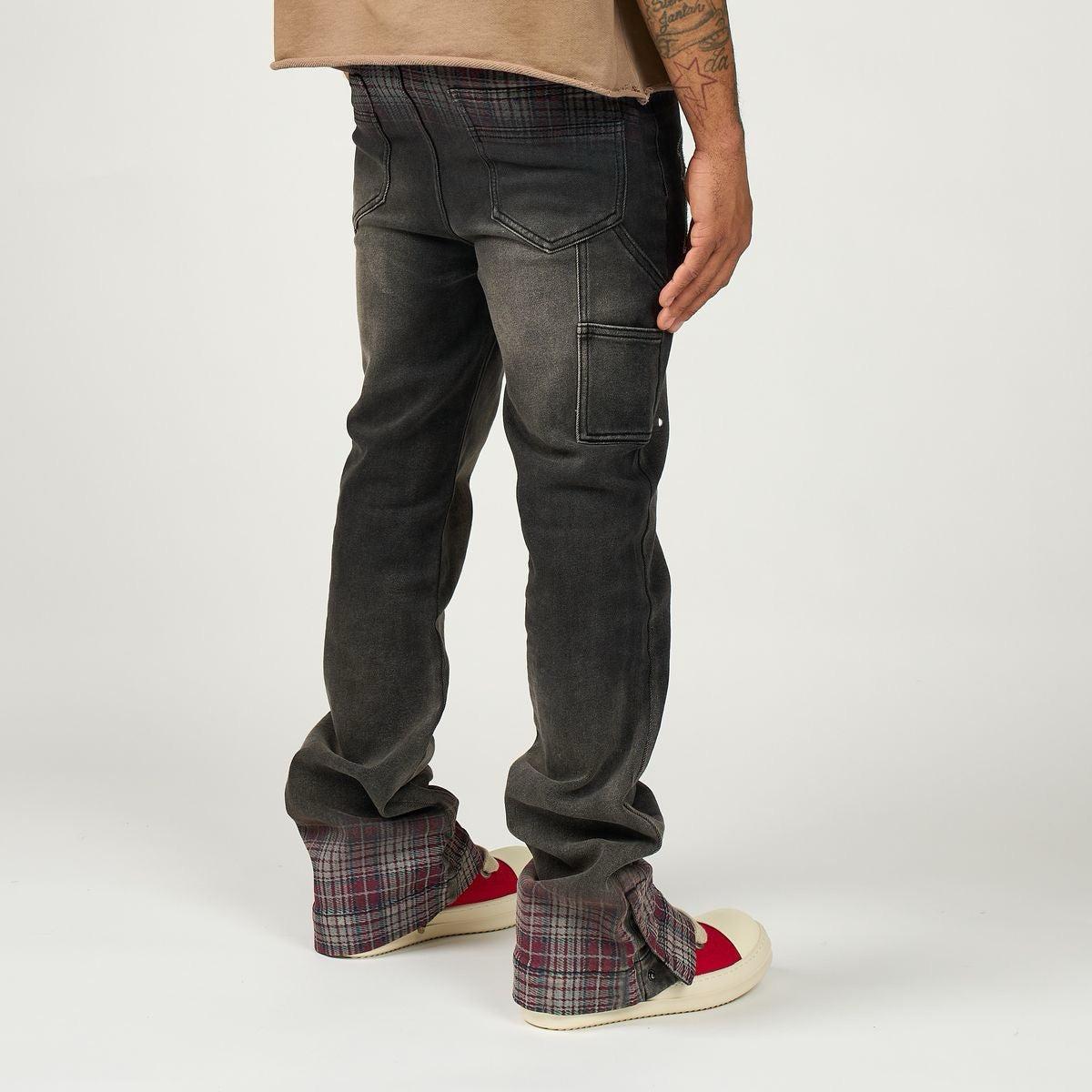 Duaa | Pattern Plaid Stacked Denim