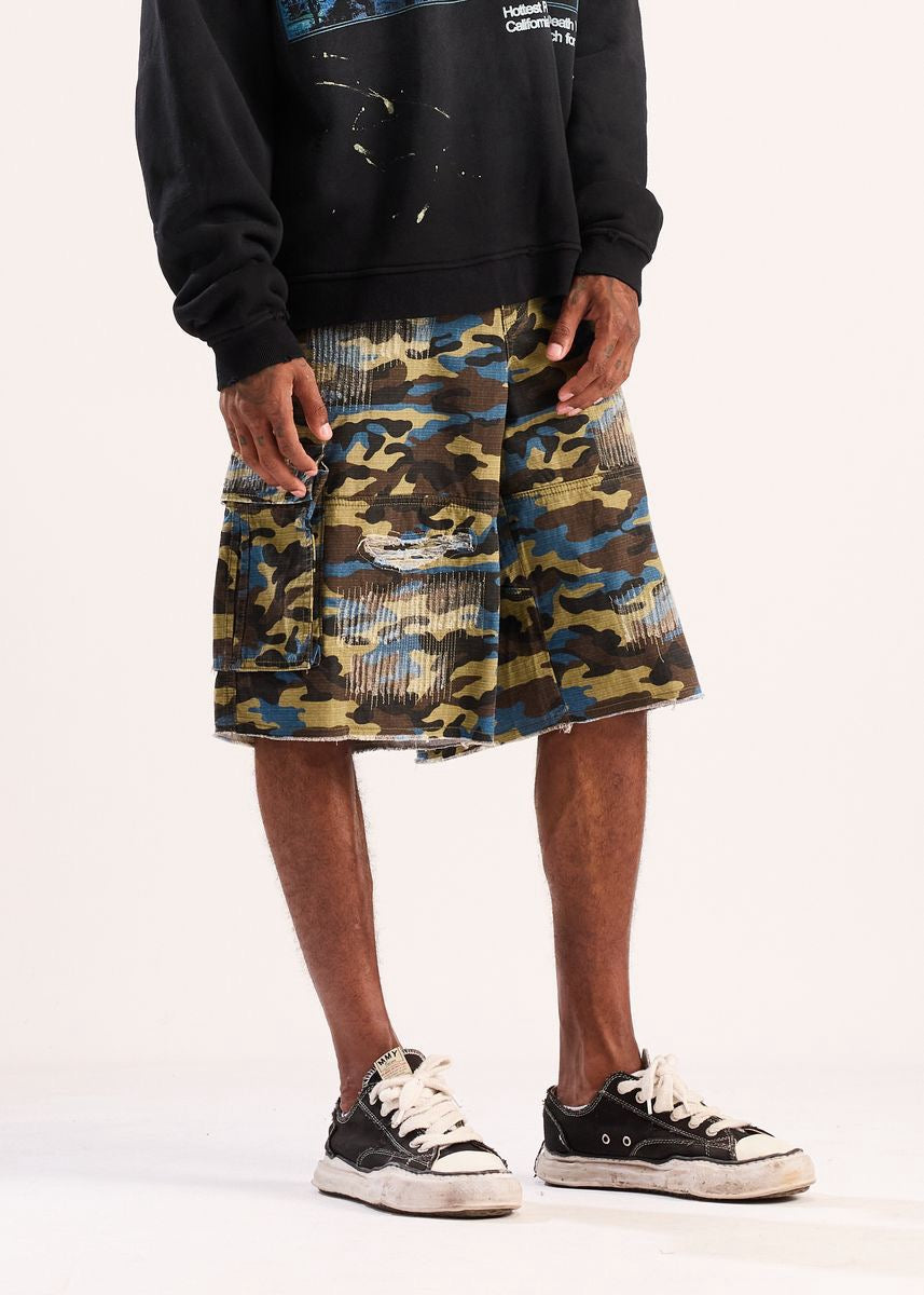 Diet Starts Monday | Camo Ripstop Cargo Shorts - Blue