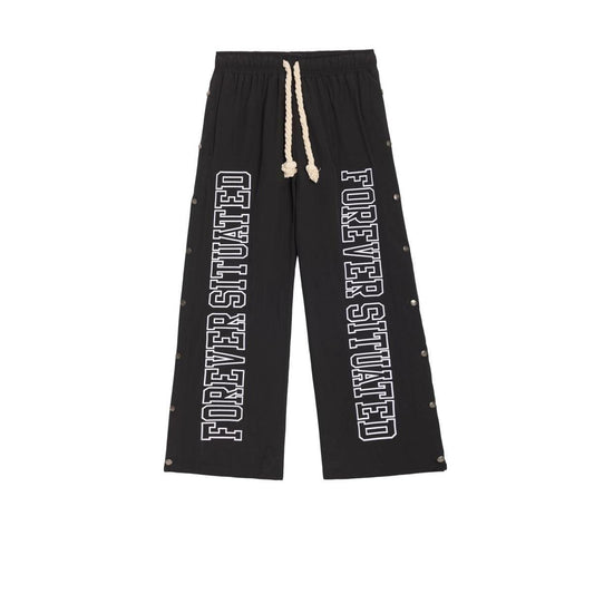 Forever Situated | Nylon Track Pants - Black