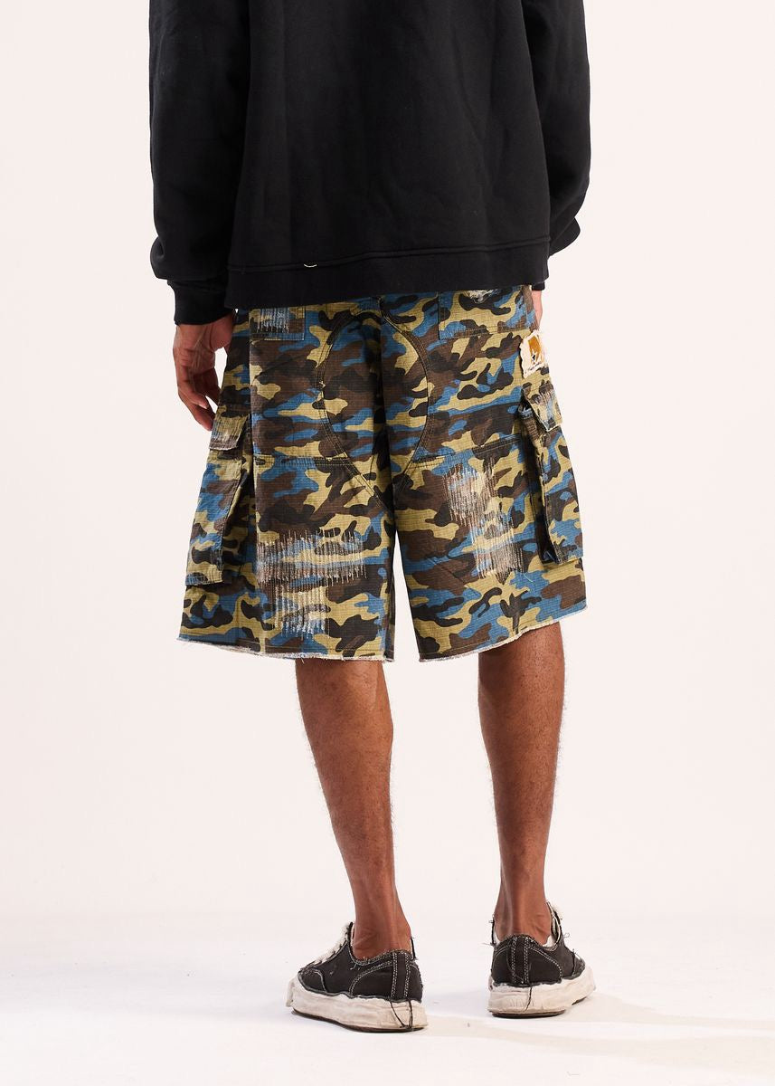 Diet Starts Monday | Camo Ripstop Cargo Shorts - Blue