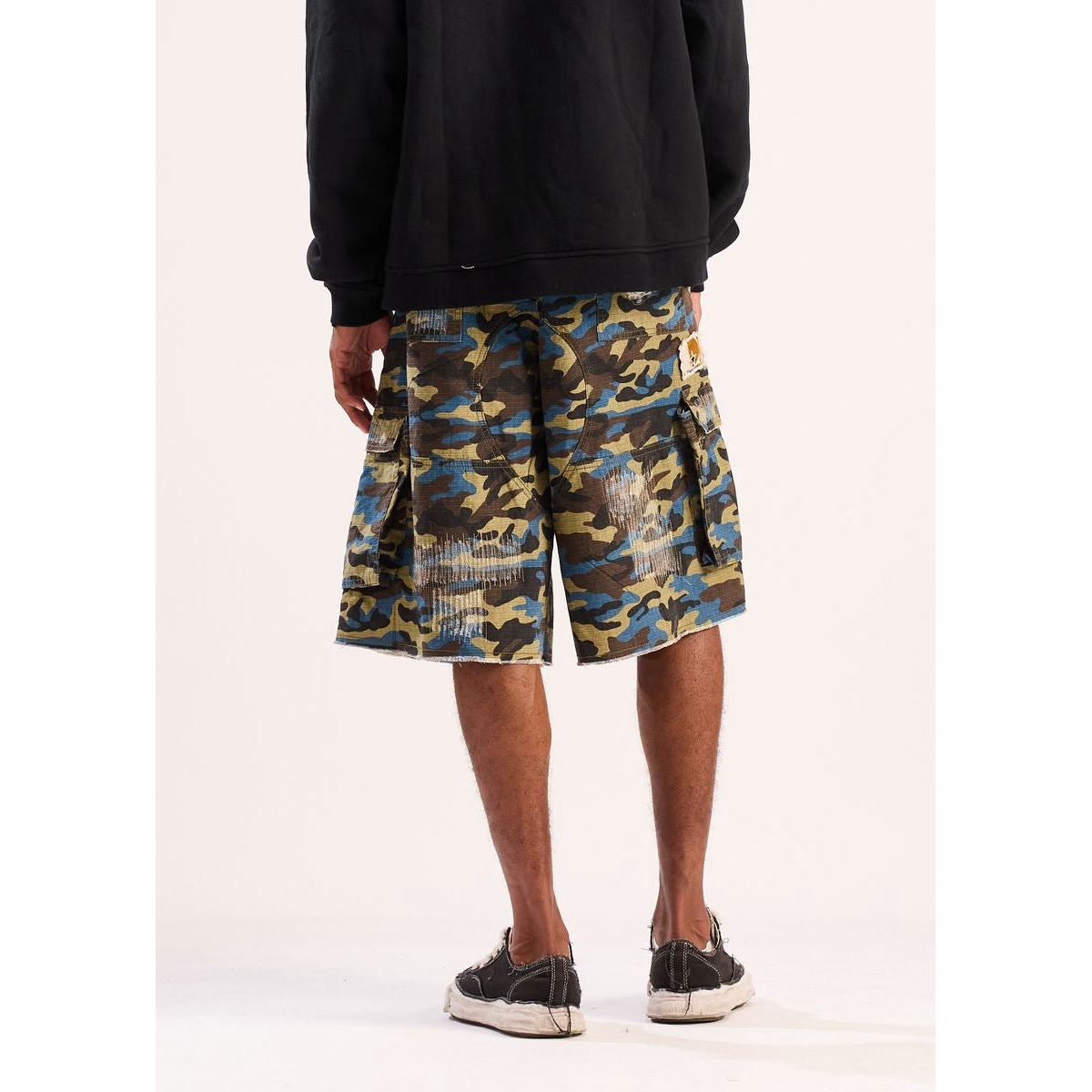 Diet Starts Monday | Camo Ripstop Cargo Jorts- Blue