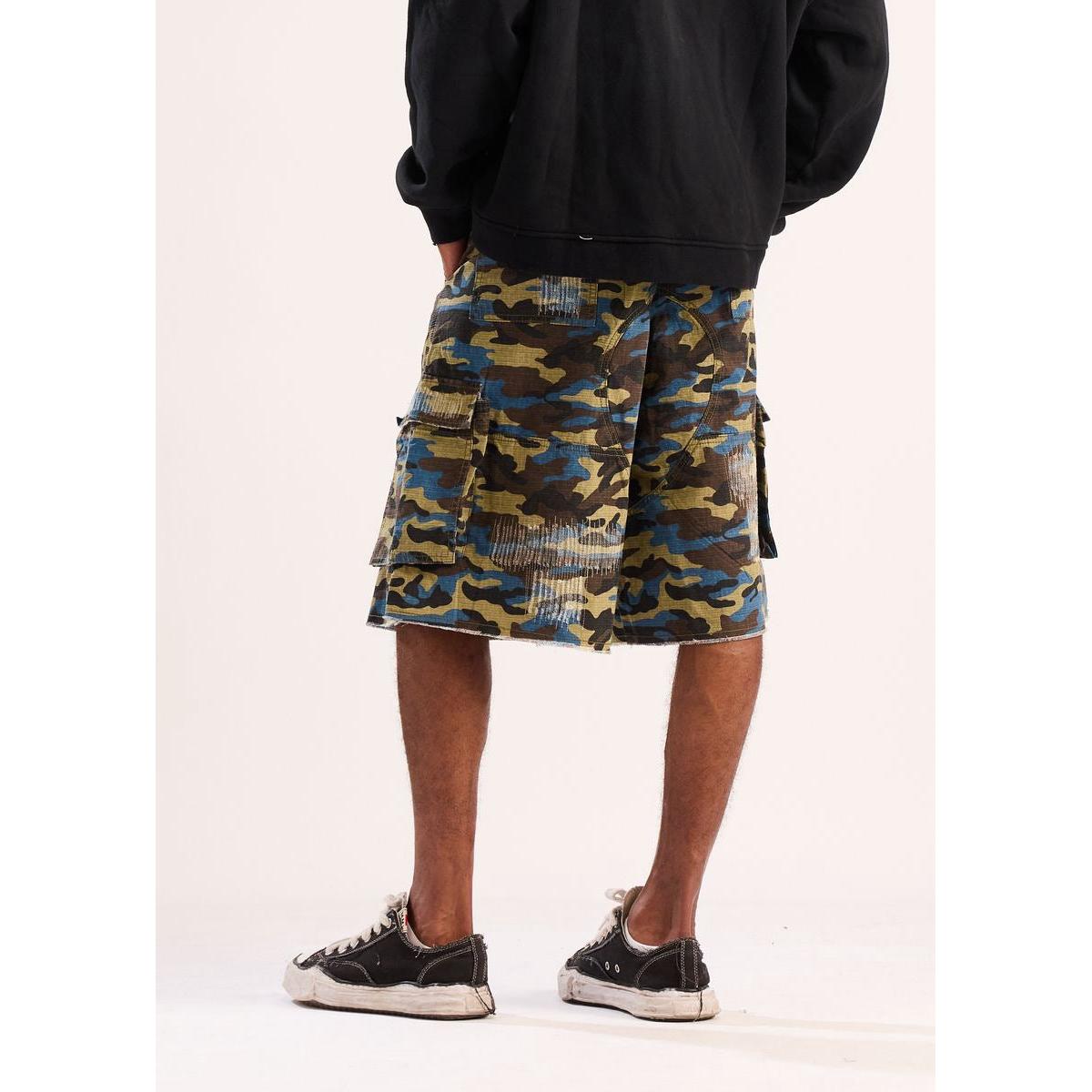 Diet Starts Monday | Camo Ripstop Cargo Jorts- Blue