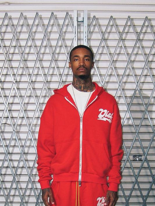 Diet Starts Monday | Bolt Zip Up Hoodie - Red