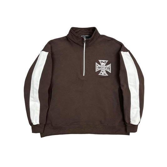 Mixed Emotion | Quarter Zip Up Sweater - Brown