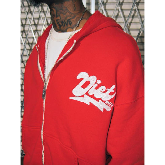 Diet Starts Monday | Bolt Zip Up Hoodie - Red