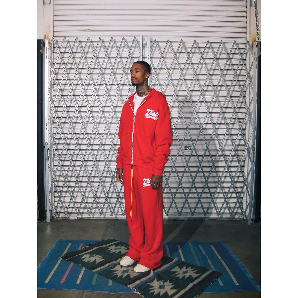 Diet Starts Monday | Bolt Zip Up Hoodie - Red