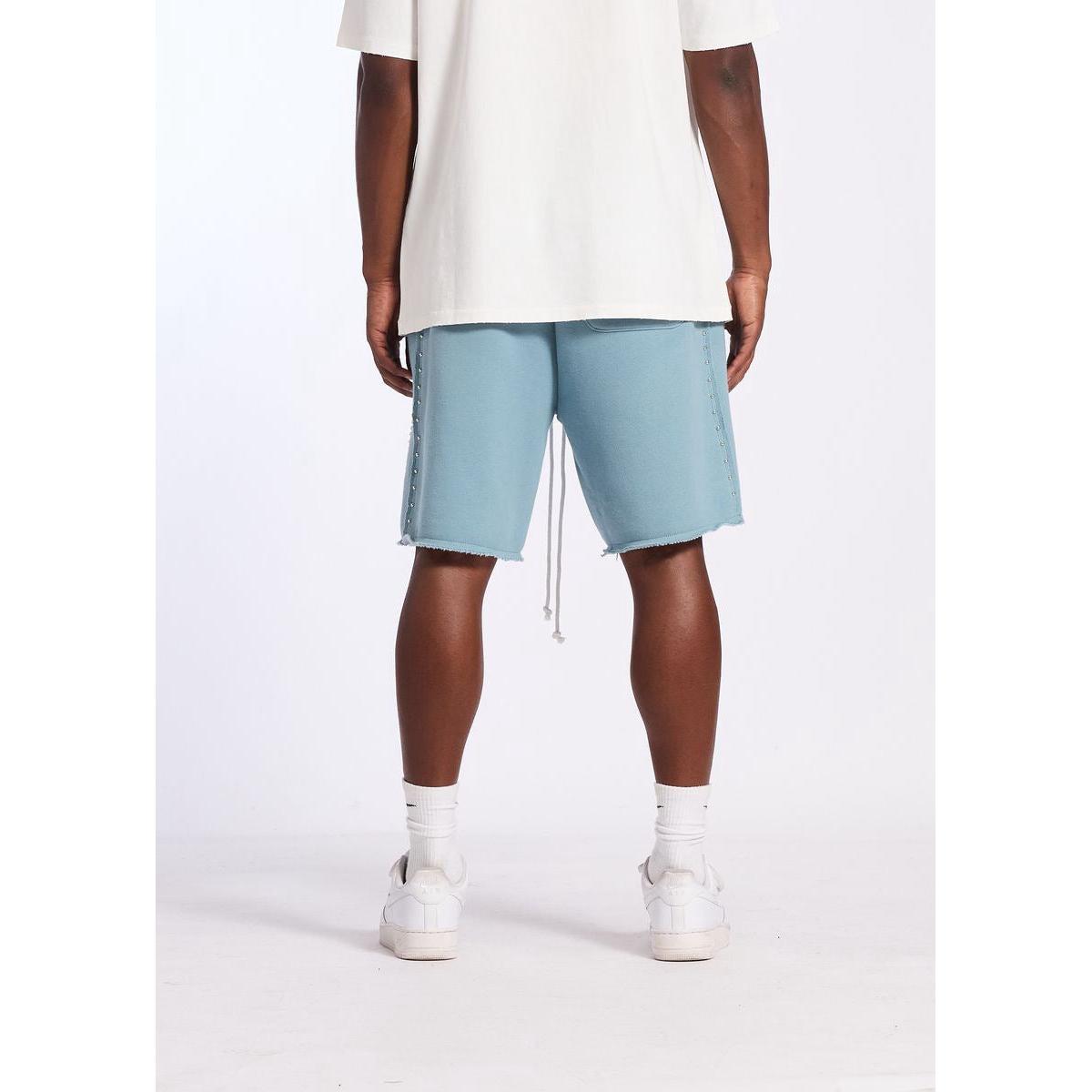 Memory Lane | Studded Fleece Shorts - Slate Blue