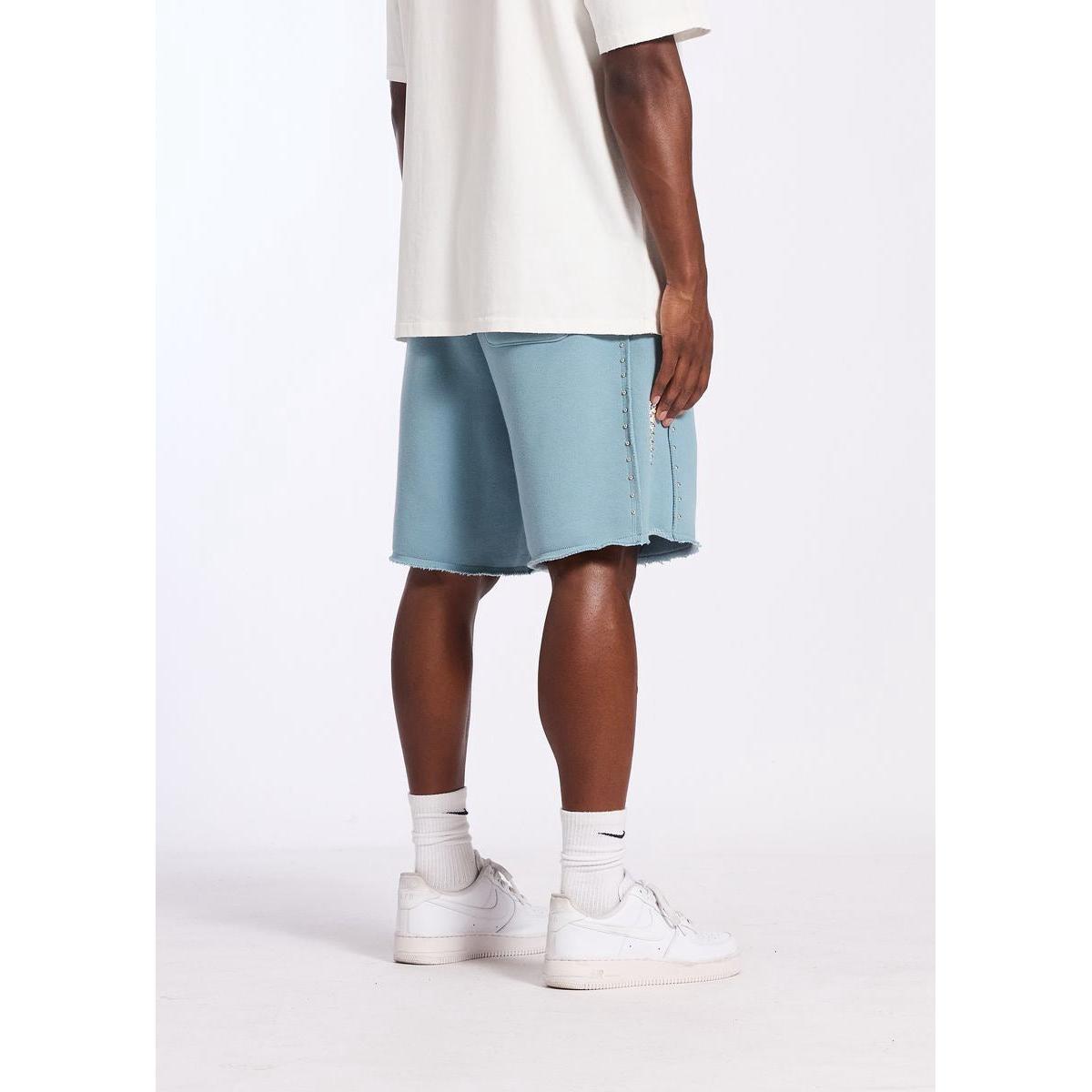 Memory Lane | Studded Fleece Shorts - Slate Blue