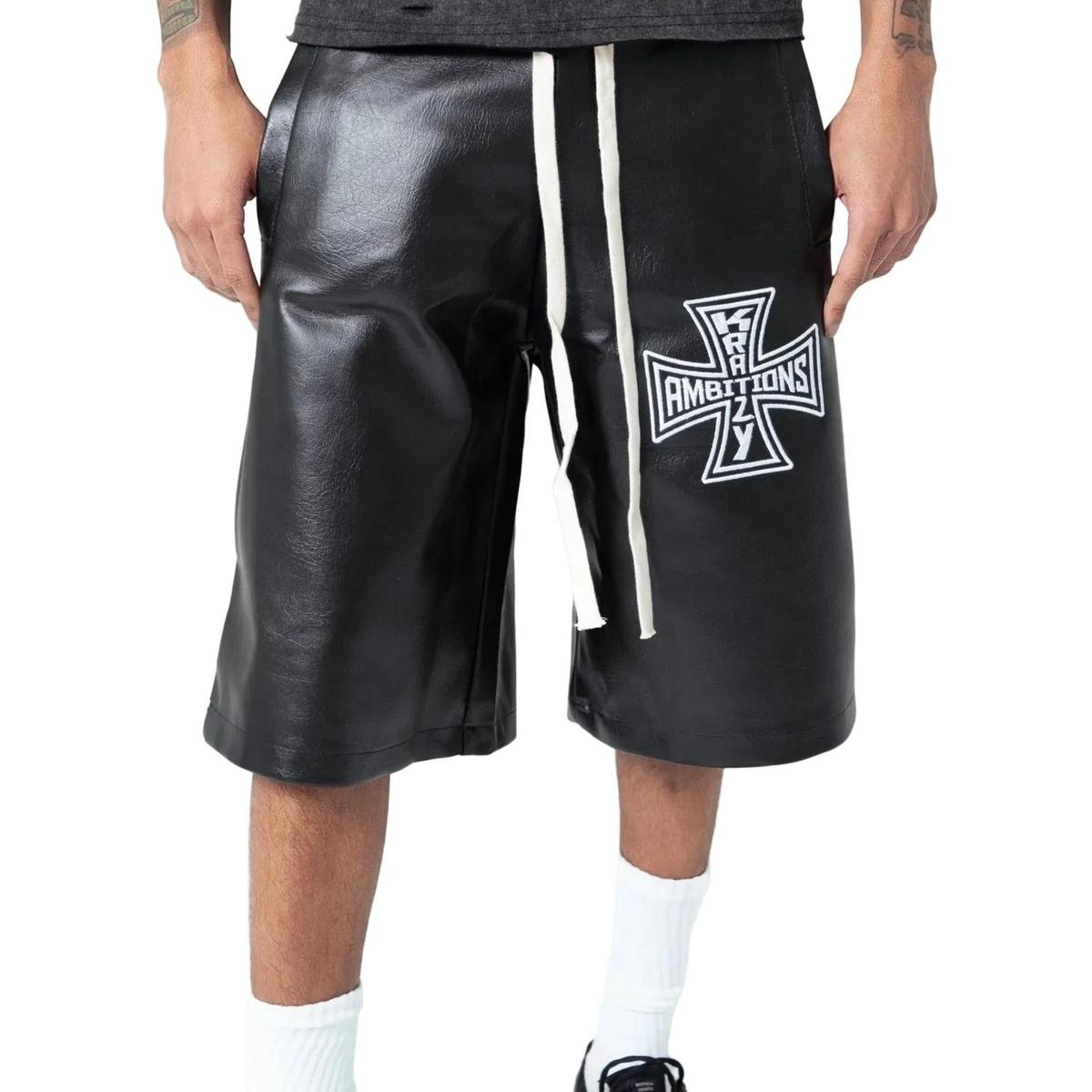 Krazy Ambitions | Black Leather Jorts