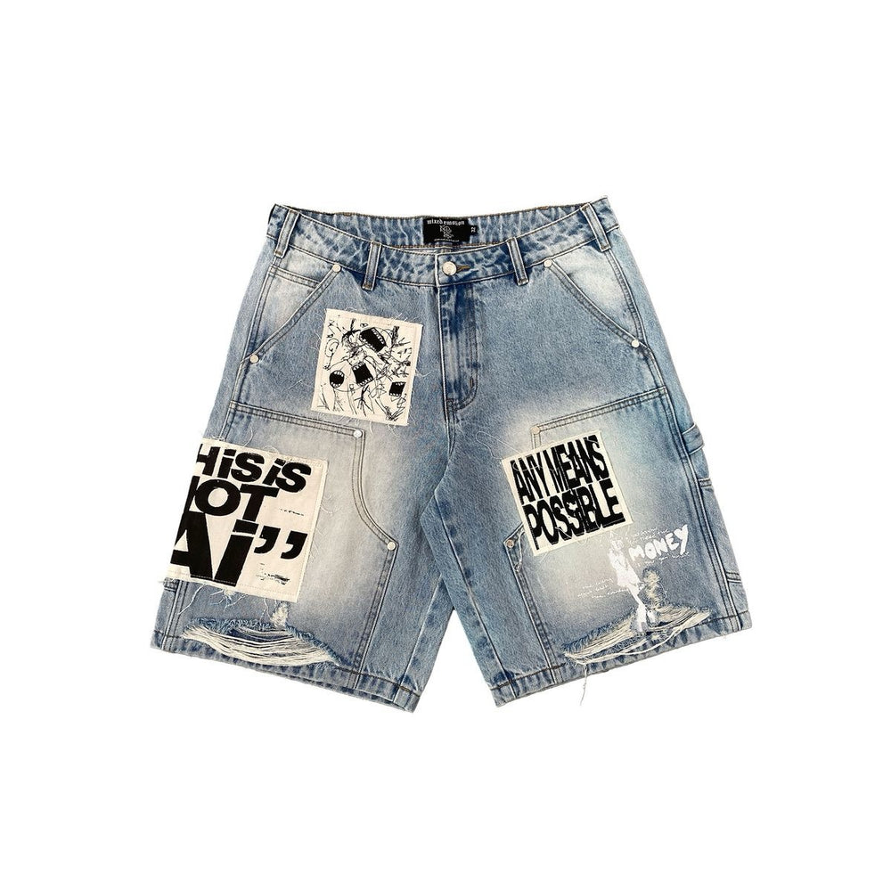Mixed Emotion | AI Denim Shorts - Blue