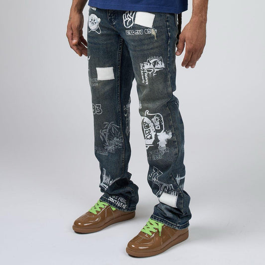 Duaa | Thoughts Stacked Pants - Blue