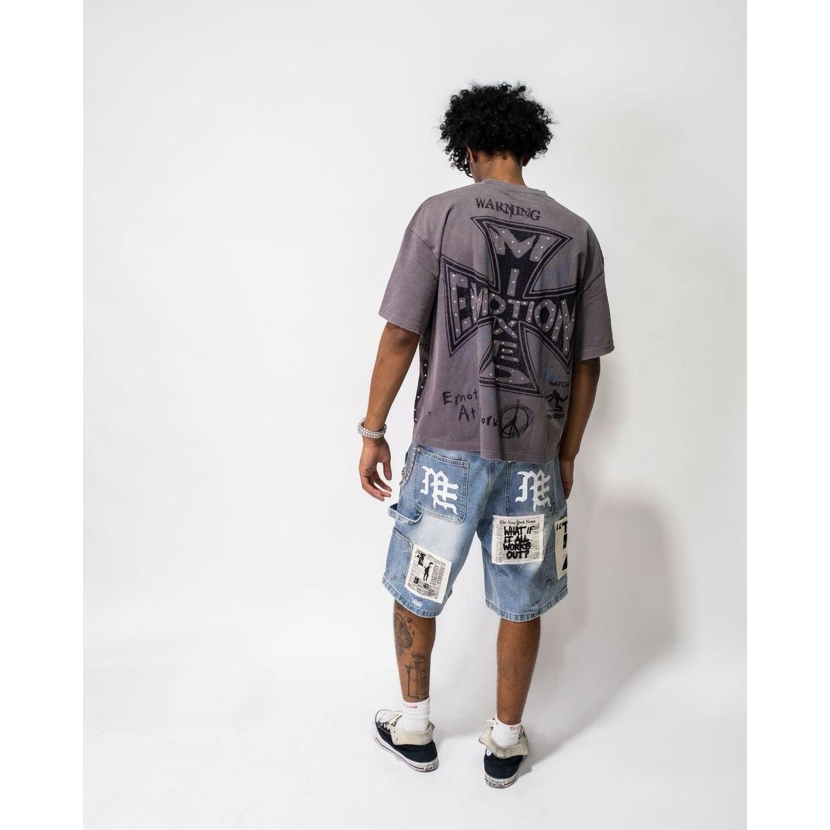 Mixed Emotion | AI Denim Shorts - Blue