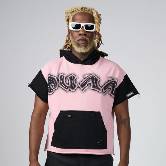Duaa | Sky Hooded Tee - Pink/Black