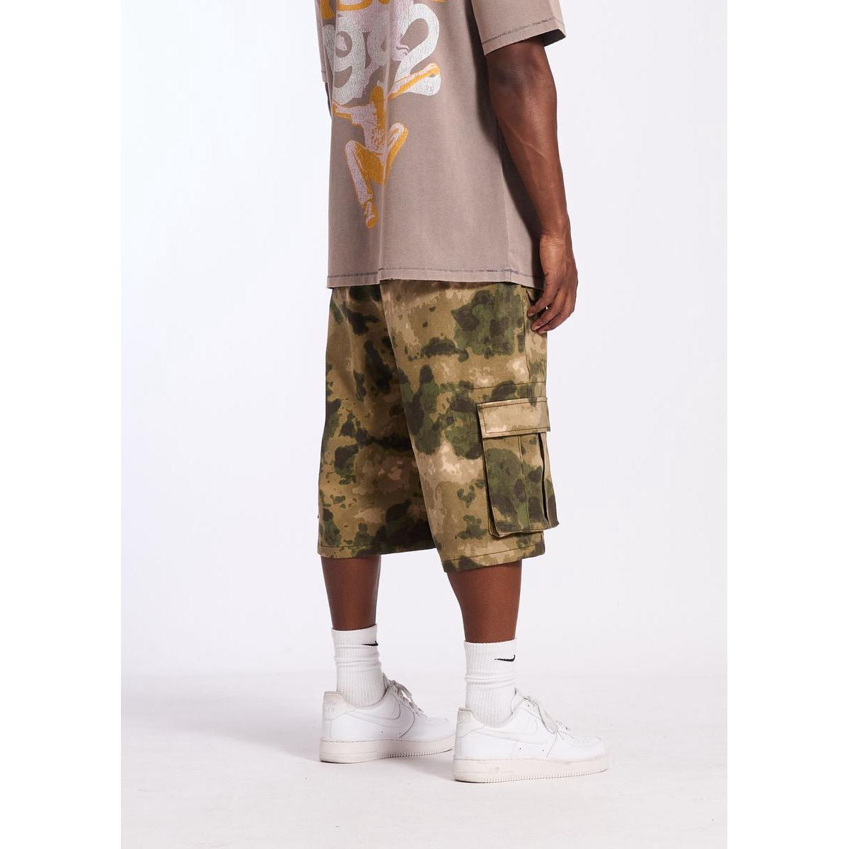 Memory Lane | Graffiti Camo Cargo Shorts - Olive