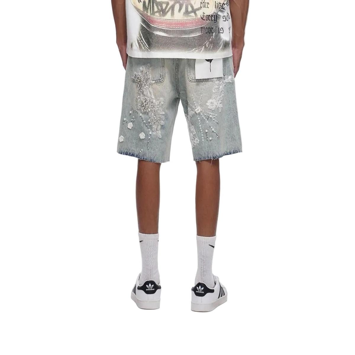 Trnchs | Stitched Denim Jorts - Light Blue Wash