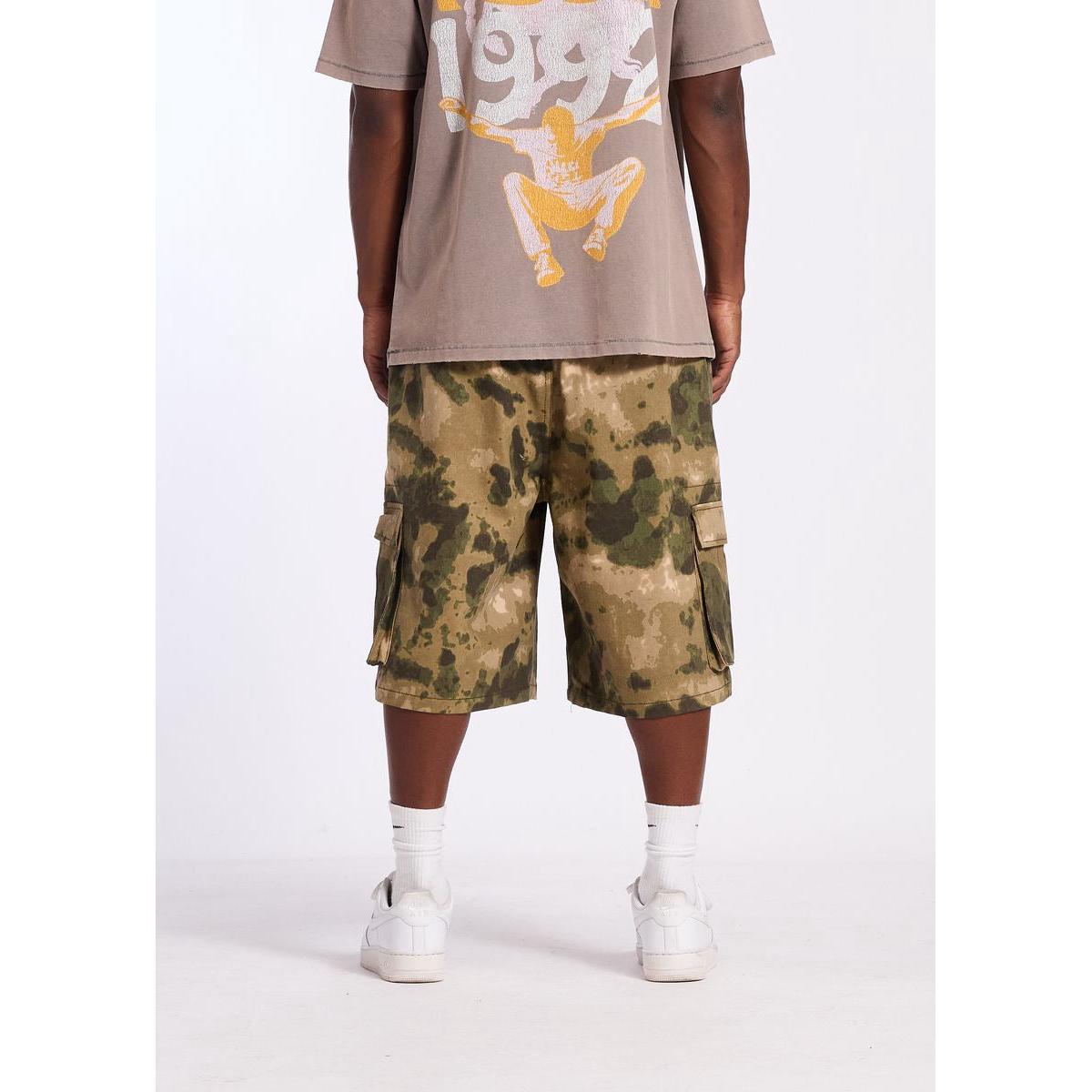 Memory Lane | Graffiti Camo Cargo Shorts - Olive