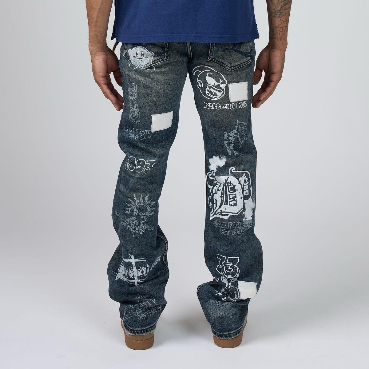 Duaa | Thoughts Stacked Pants - Blue
