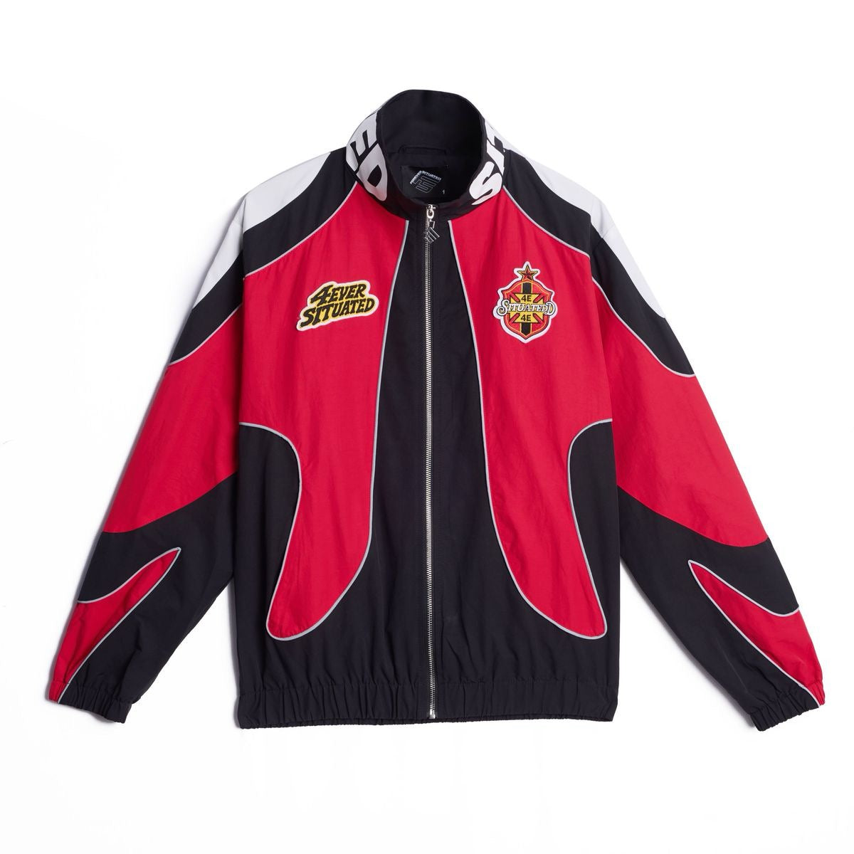 Forever Situated | Nylon Tracksuit Set - Red/Black