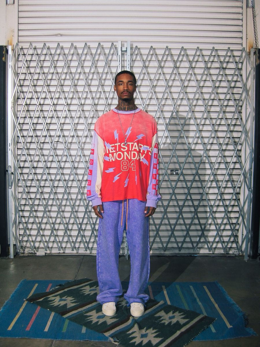 Diet Starts Monday | Bolt Panel Long Sleeve-Red/Purple