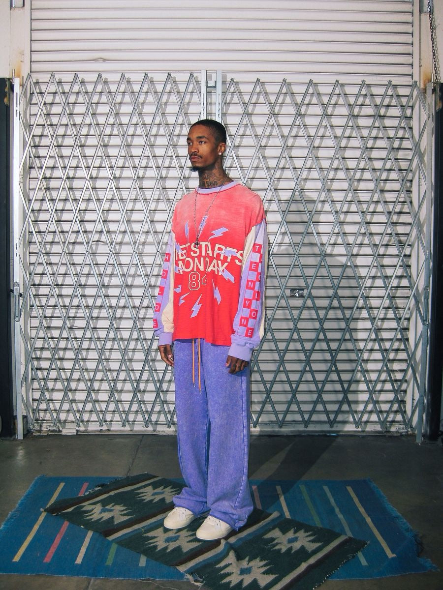 Diet Starts Monday | Bolt Panel Long Sleeve-Red/Purple