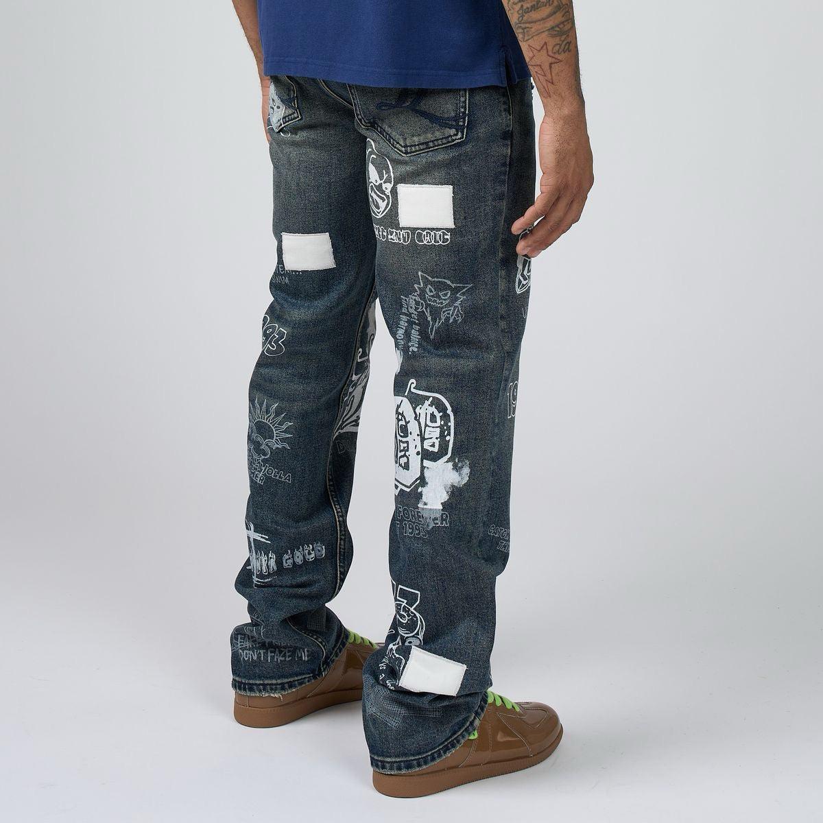 Duaa | Thoughts Stacked Pants - Blue