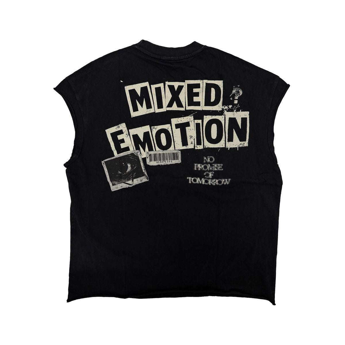 Mixed Emotion | Newspaper Cut Off Tee - Black