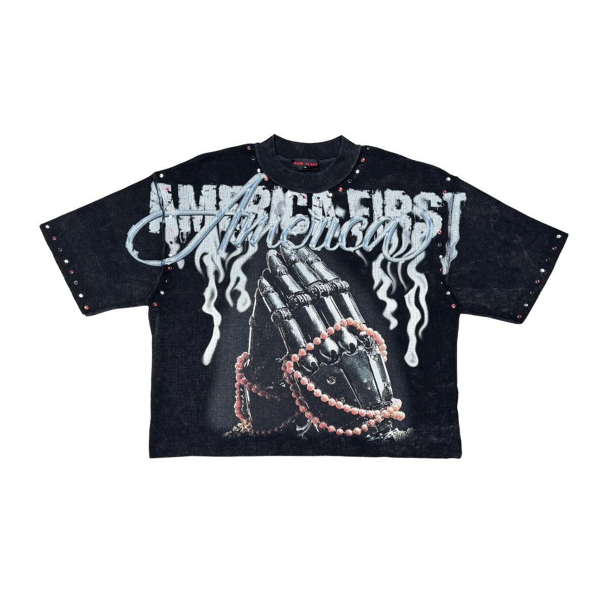 Rare Peace | Prayer Hands Waffle Cropped Tee - Black