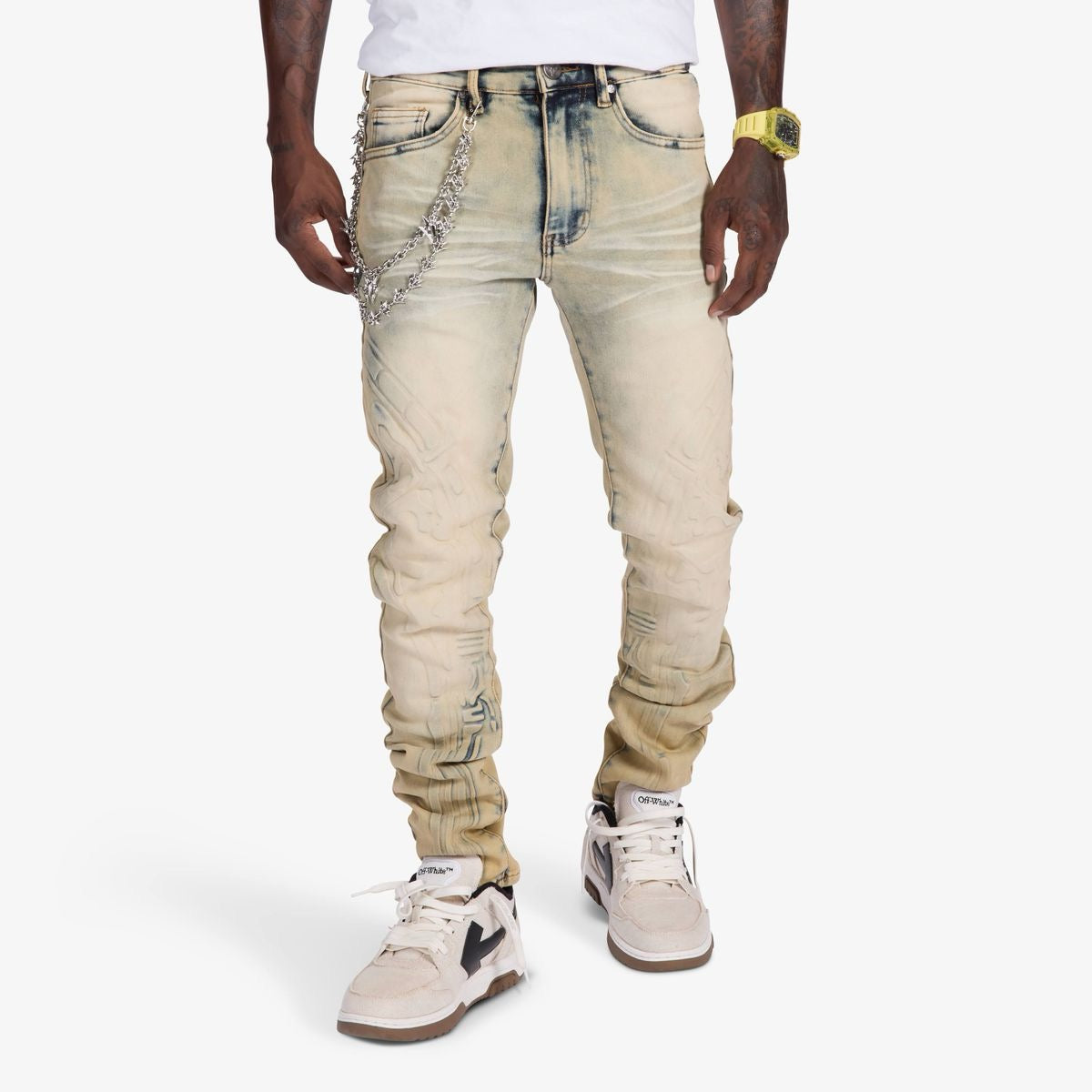 Melee | Musashi Embossed Skinny Jeans - Dark Wheat