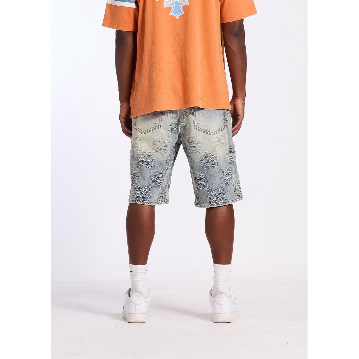 Memory Lane | Monogram Denim Jorts - Blue Rinse