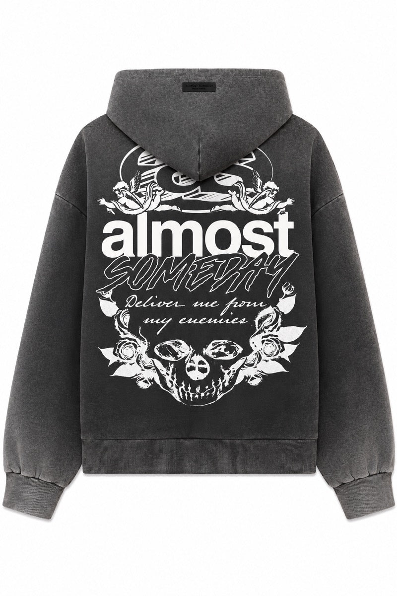 Almost Someday | Enemies Zip Up Hoodie - Black Wash