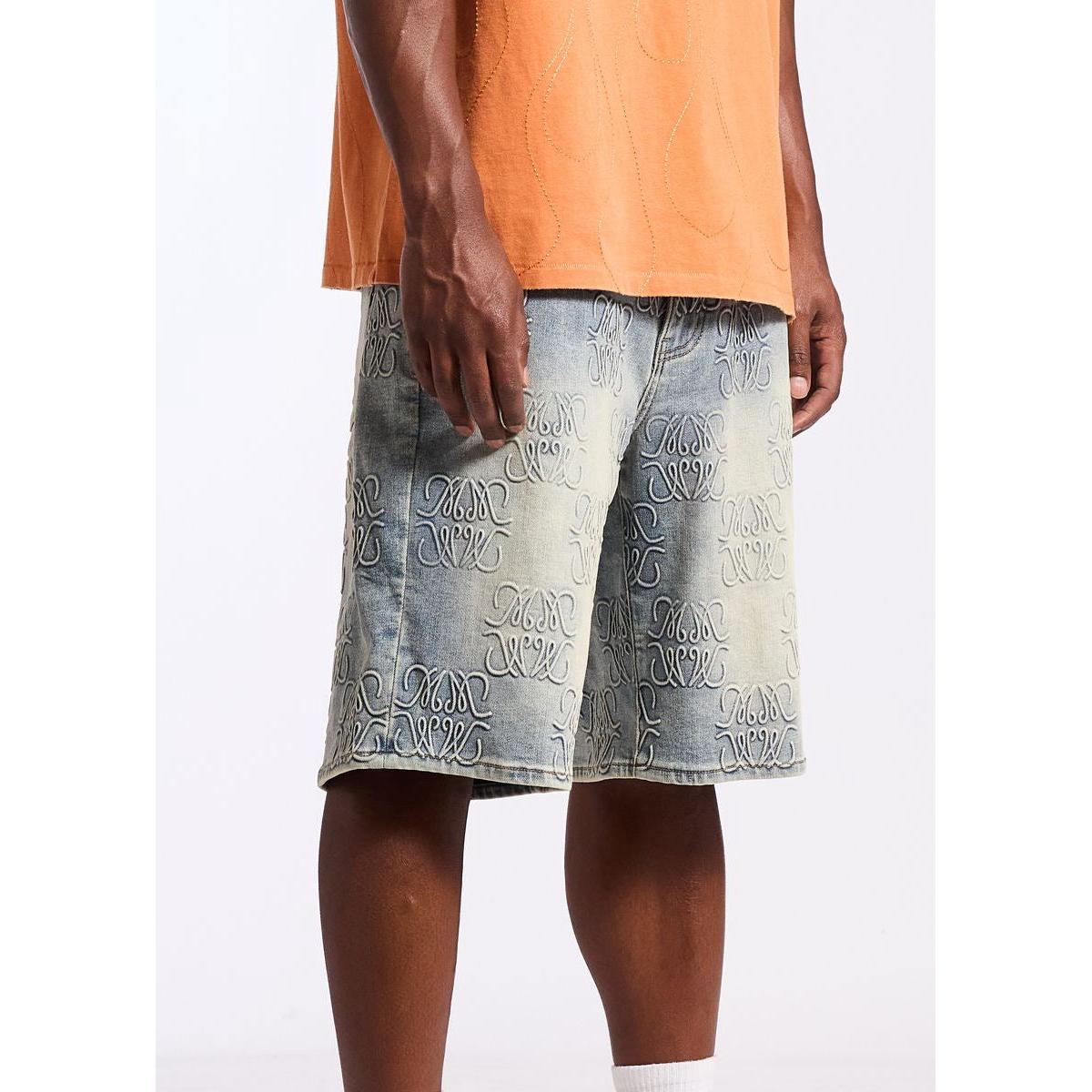 Memory Lane | Monogram Denim Jorts - Blue Rinse